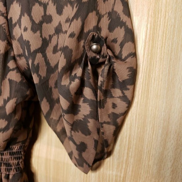 Express Animal Print Semi Sheer Short Sleeve Dress - Picture 5 of 8